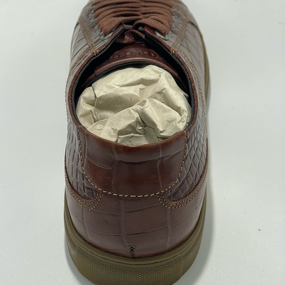 Belvedere Studio Bernardo II Cognac Croc Embossed Leather Sneakers Men’s 9.5 New - Picture 4 of 7